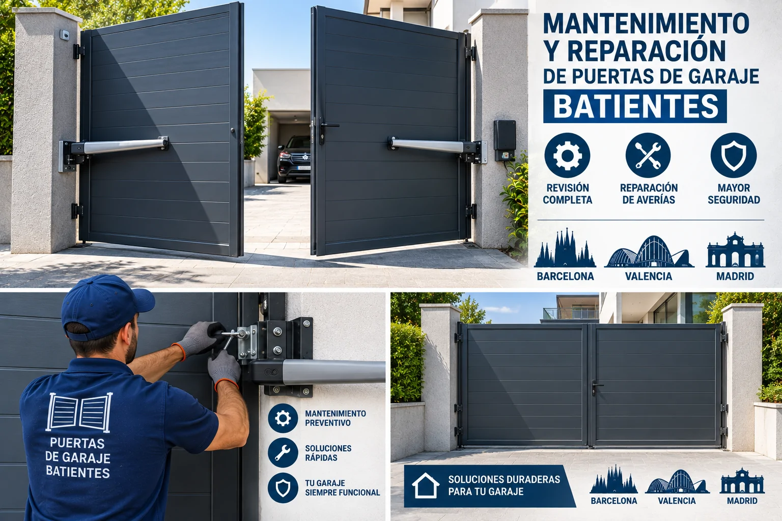 Mantenimiento Reparacion Puertas de Garaje Batientes en Barcelona Valencia Madrid - Mantenimiento Reparaci&oacute;n Puertas de Garaje Batientes en Barcelona Valencia Madrid