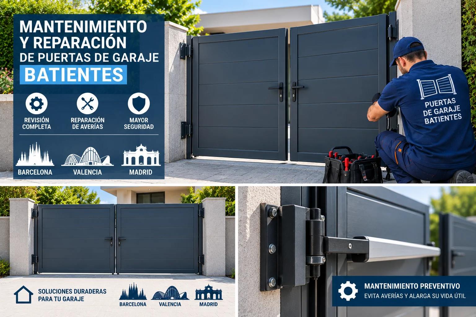 Mantenimiento Reparacion Puertas de Garaje Batientes - Mantenimiento Reparaci&oacute;n Puertas de Garaje Batientes en Barcelona Valencia Madrid