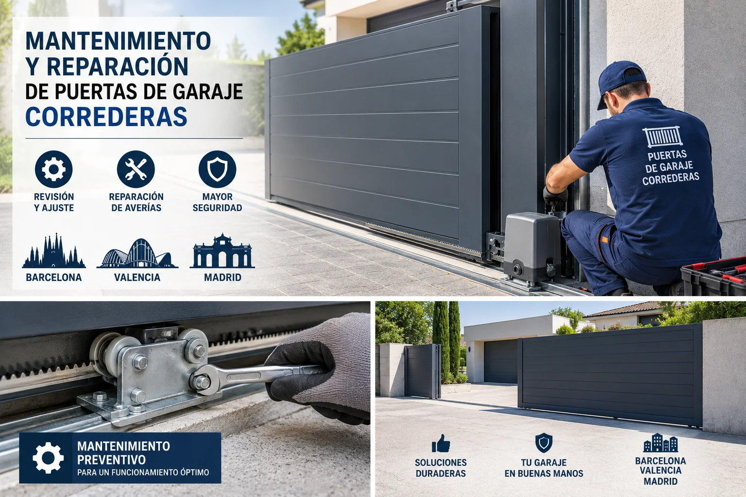 Mantenimiento Reparacion Puertas de Garaje Correderas en Barcelona Valencia Madrid - Mantenimiento Reparaci&oacute;n Puertas de Garaje Correderas Barcelona Valencia Madrid
