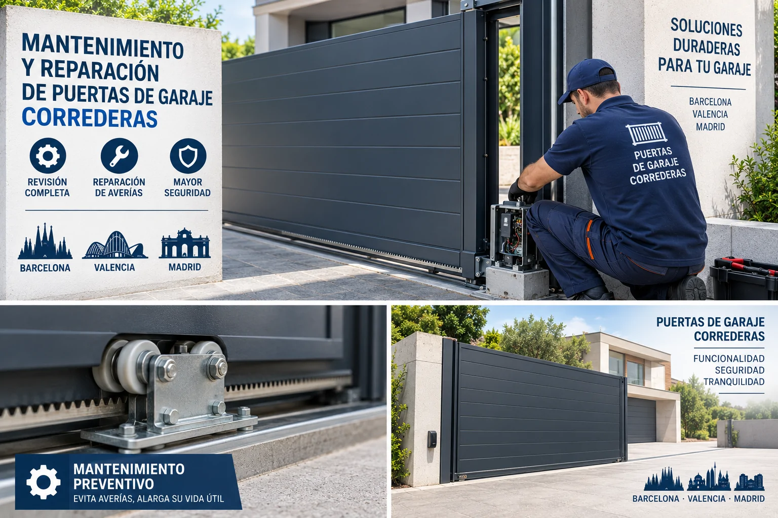 Mantenimiento Reparacion Puertas de Garaje Correderas - Mantenimiento Reparaci&oacute;n Puertas de Garaje Correderas Barcelona Valencia Madrid