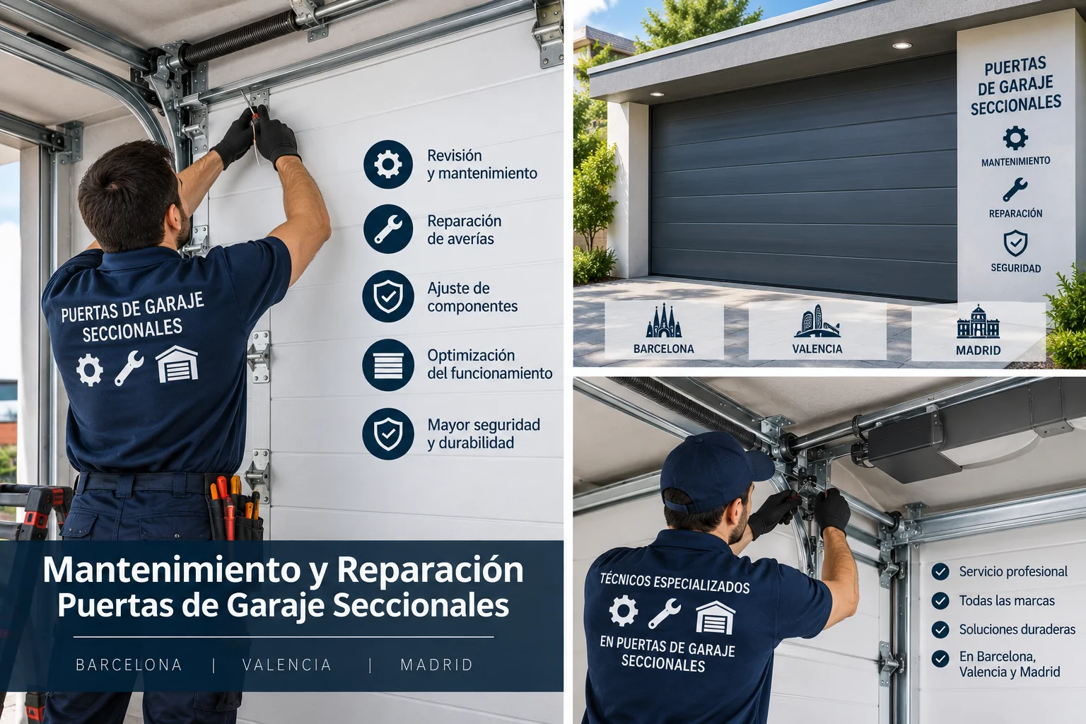 Puertas de Garaje Seccionales Barcelona - Mantenimiento Reparaci&oacute;n Puertas de Garaje Seccionales en Barcelona Valencia Madrid