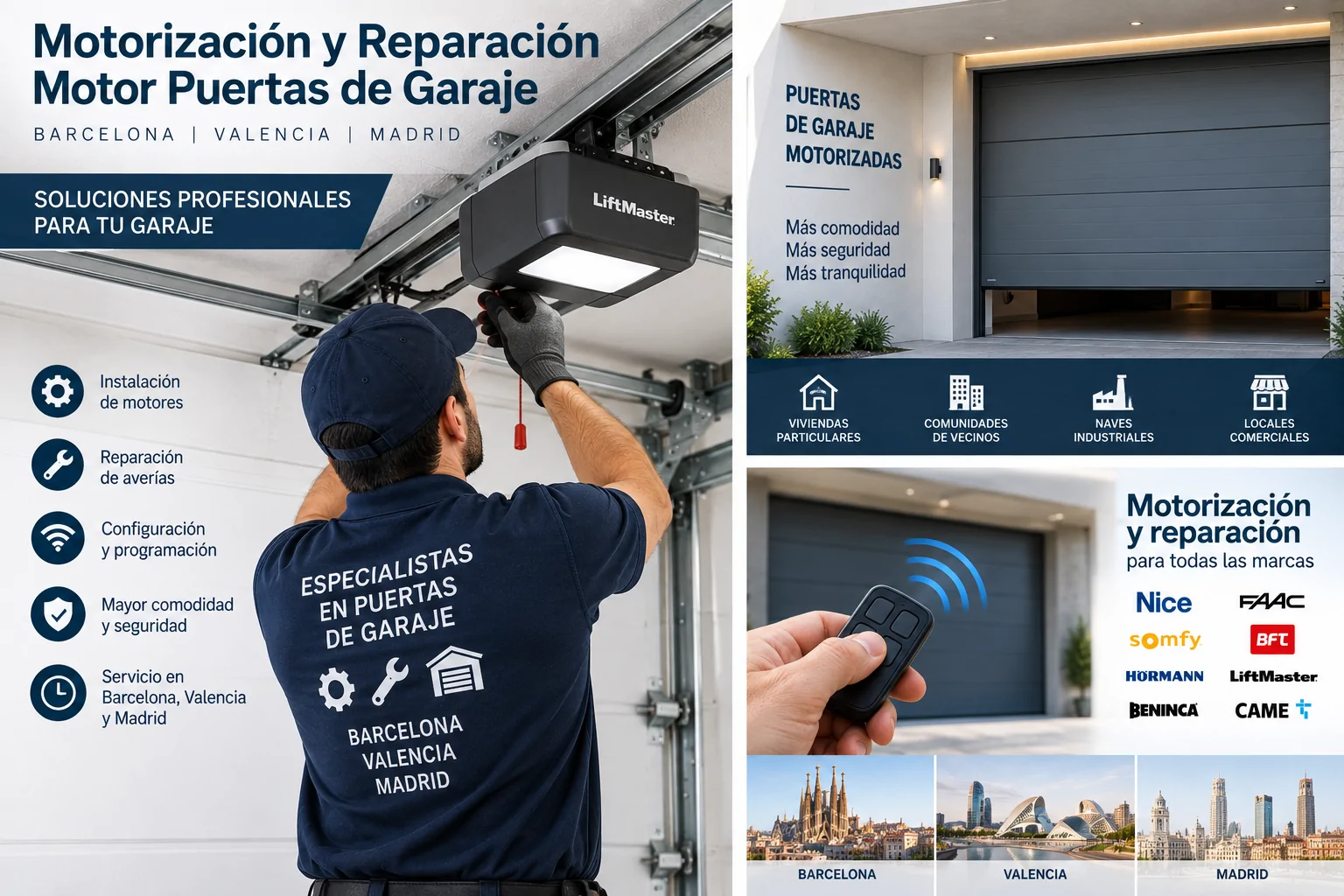 Reparacion Motor Puertas Garaje - Motorizaci&oacute;n Reparaci&oacute;n Motor Puertas Garaje en Barcelona Valencia Madrid