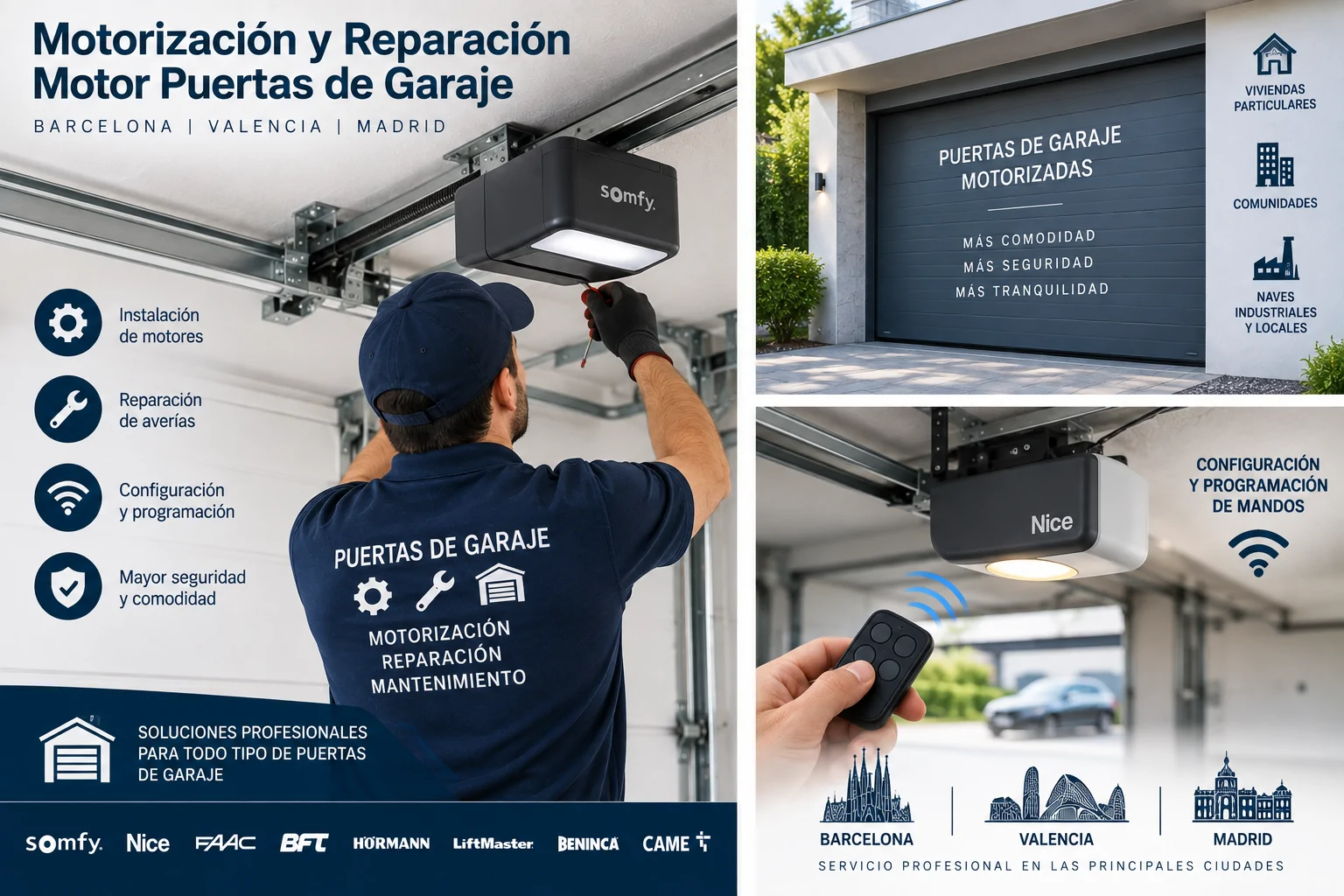 Reparacion Motor Puertas Garajes - Motorizaci&oacute;n Reparaci&oacute;n Motor Puertas Garaje en Barcelona Valencia Madrid